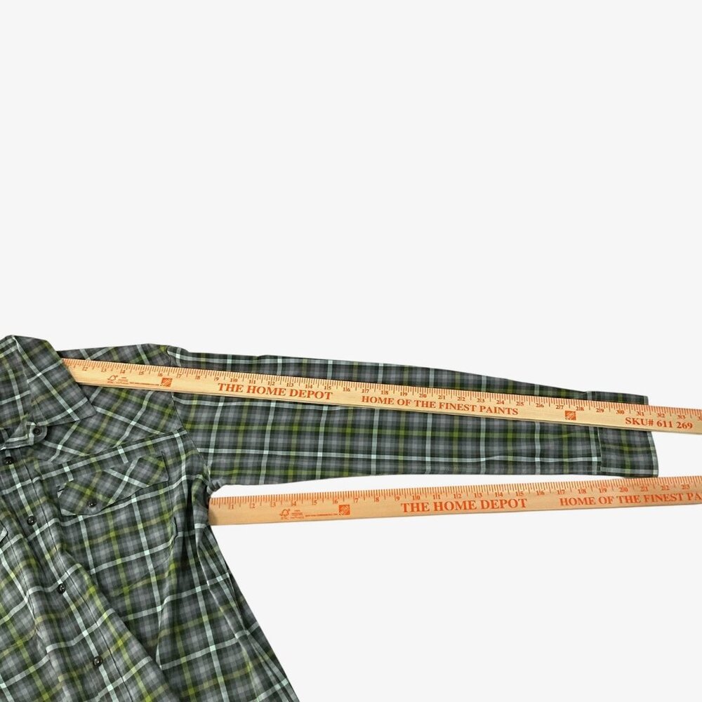 Stio Eddy Tech Shirt Mens Medium Green Plaid Long Sleeve Pearl Snap UPF 50+ - Picture 13 of 13
